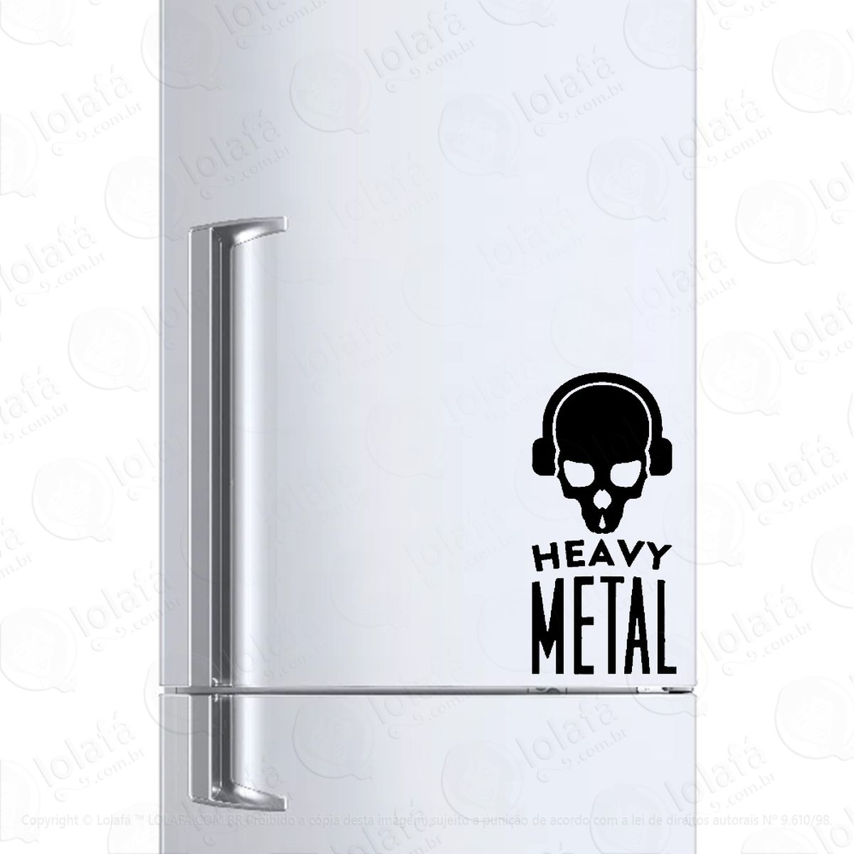 Adesivo Para Geladeira Heavy Metal Caveira De Fones Mod:1336