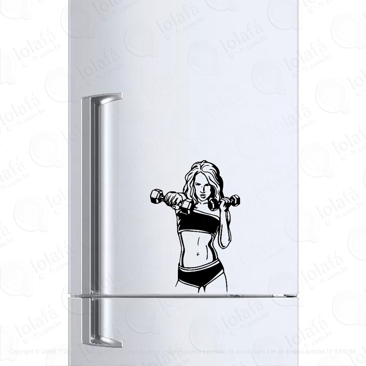 Adesivo Para Geladeira Crossfit Mulher Fitness Mod:1420
