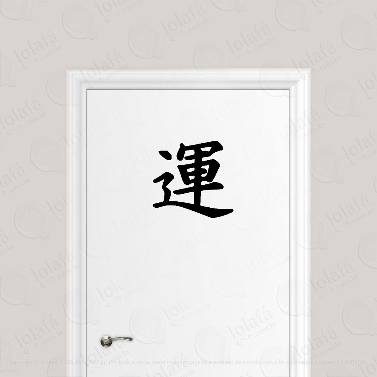 Adesivo Para Porta Sorte Kanji Japonês Mod:1562