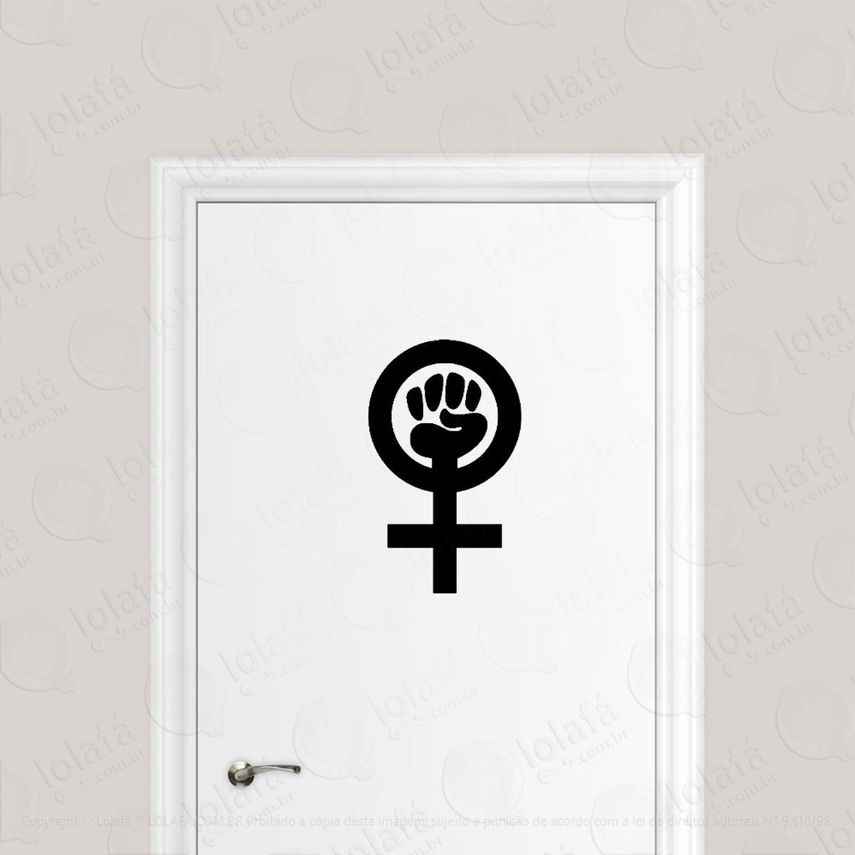 Adesivo Para Porta Feminismo Punho Símbolo Mod:1626