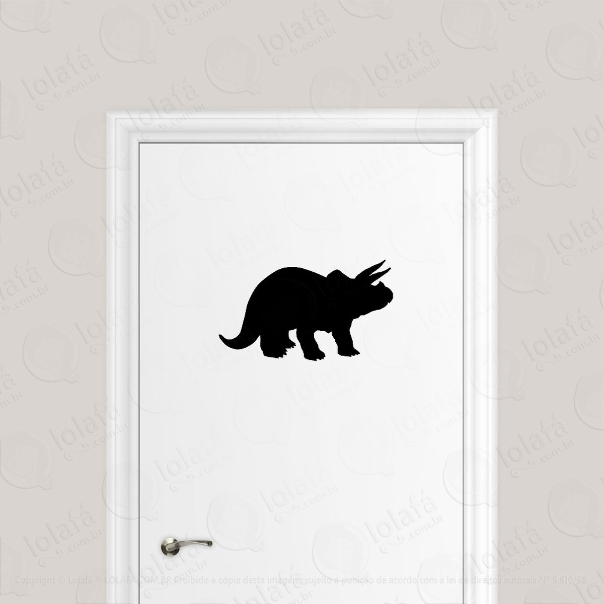 Adesivo Para Porta Tricerátops Dinossauro Mod:1628