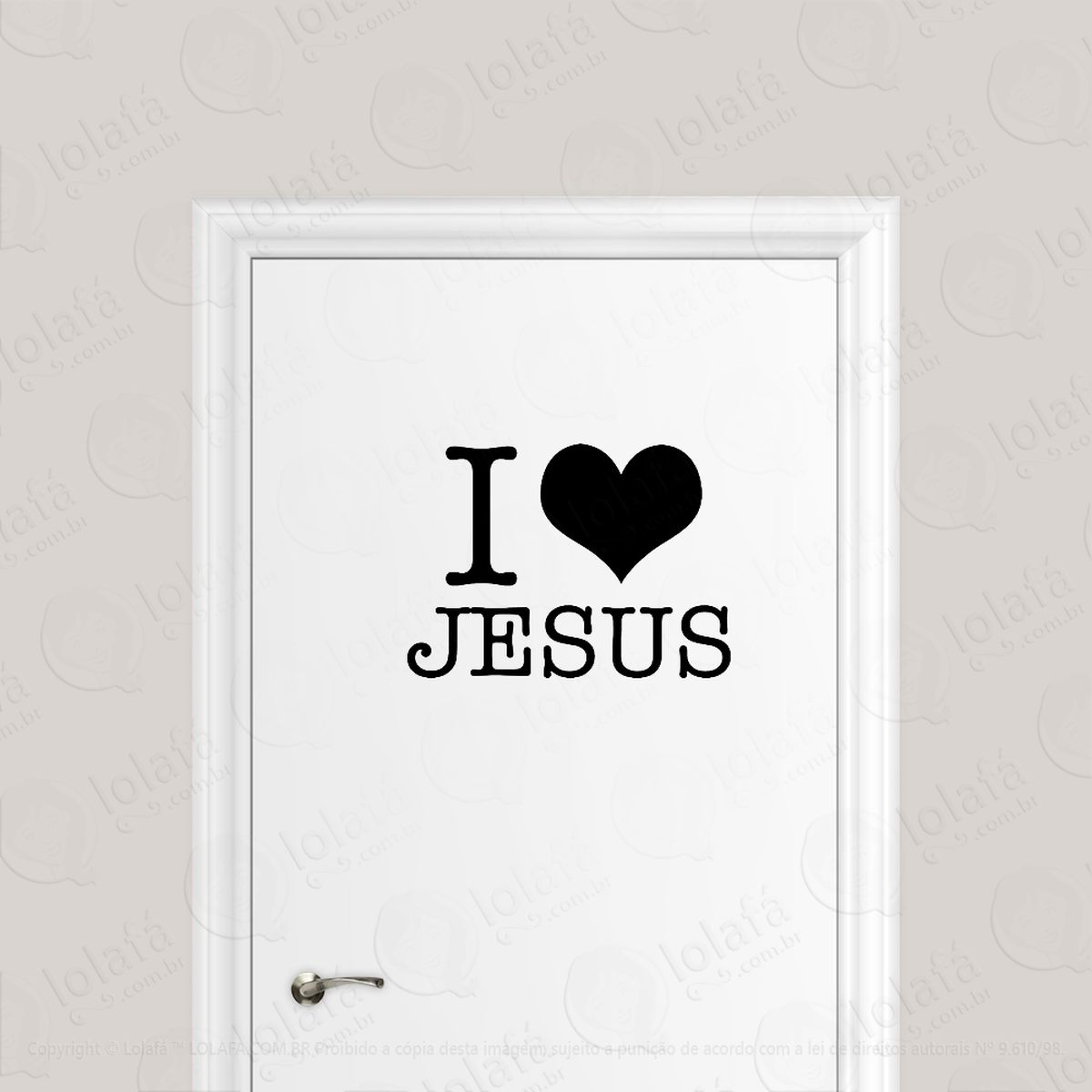 adesivo para porta eu amo jesus frase cristã adesivos para porta mod:1642
