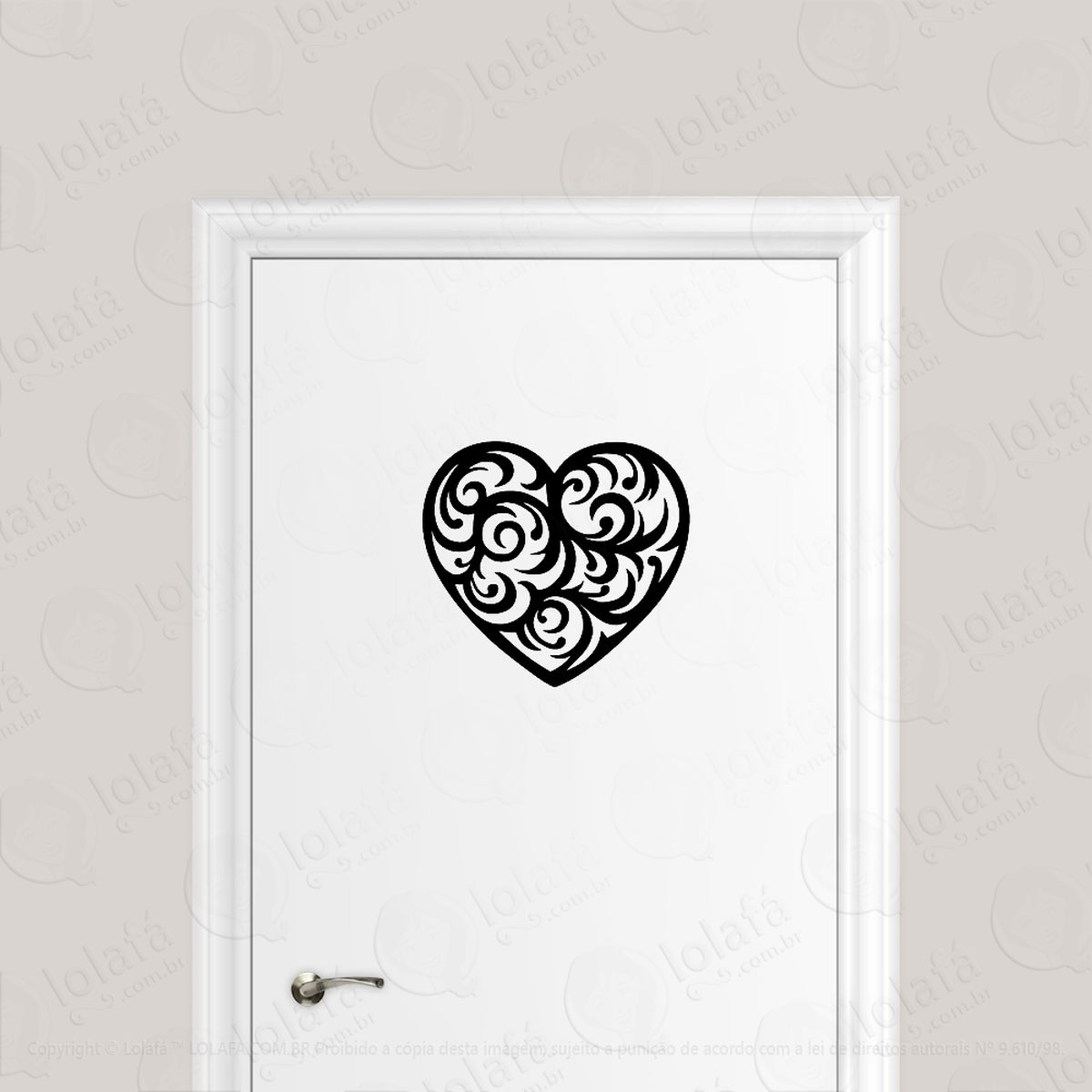 Adesivo Para Porta Coração Heart Tribal Mod:1646