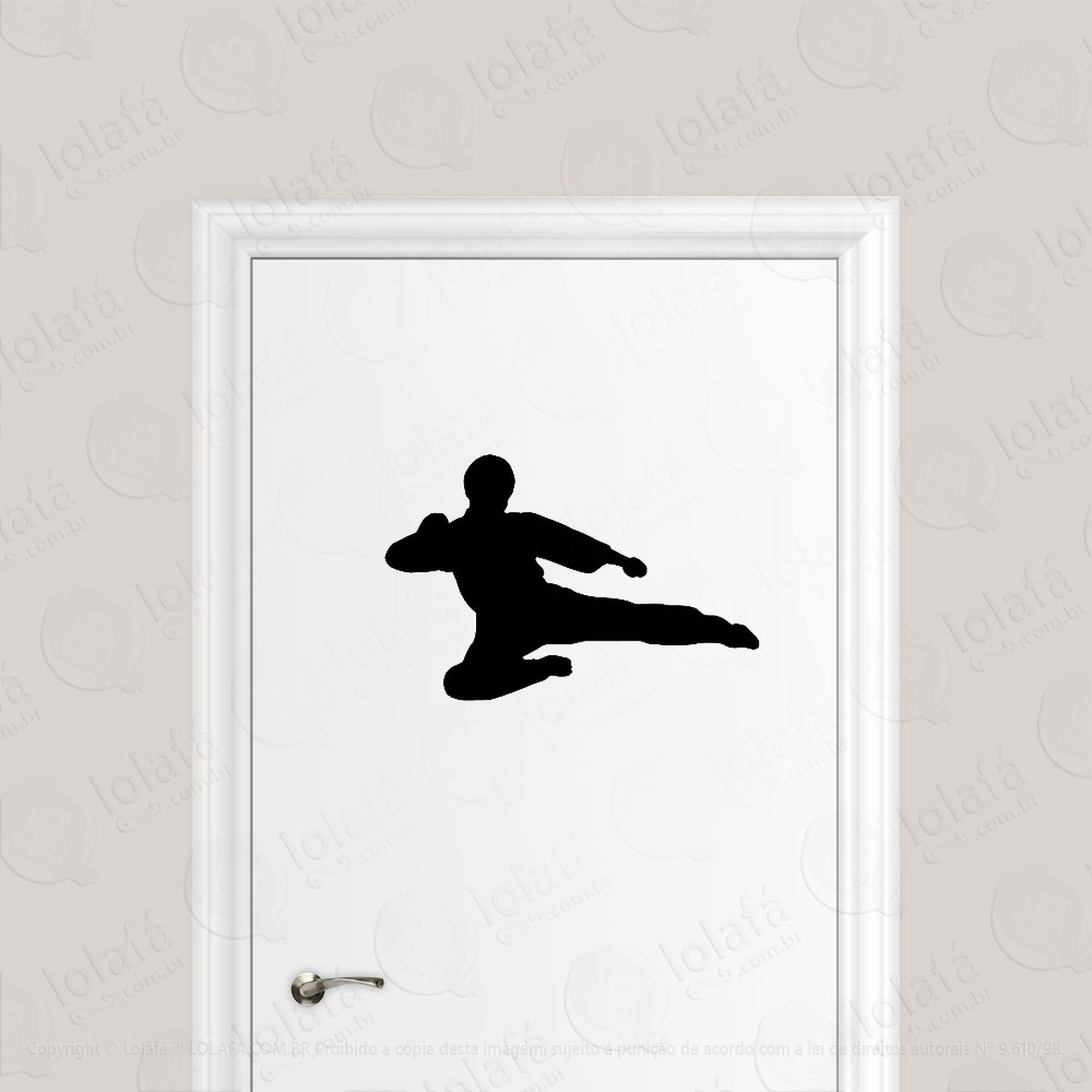 Adesivo Para Porta Arte Marciais Golpe Voadora Mod:1667