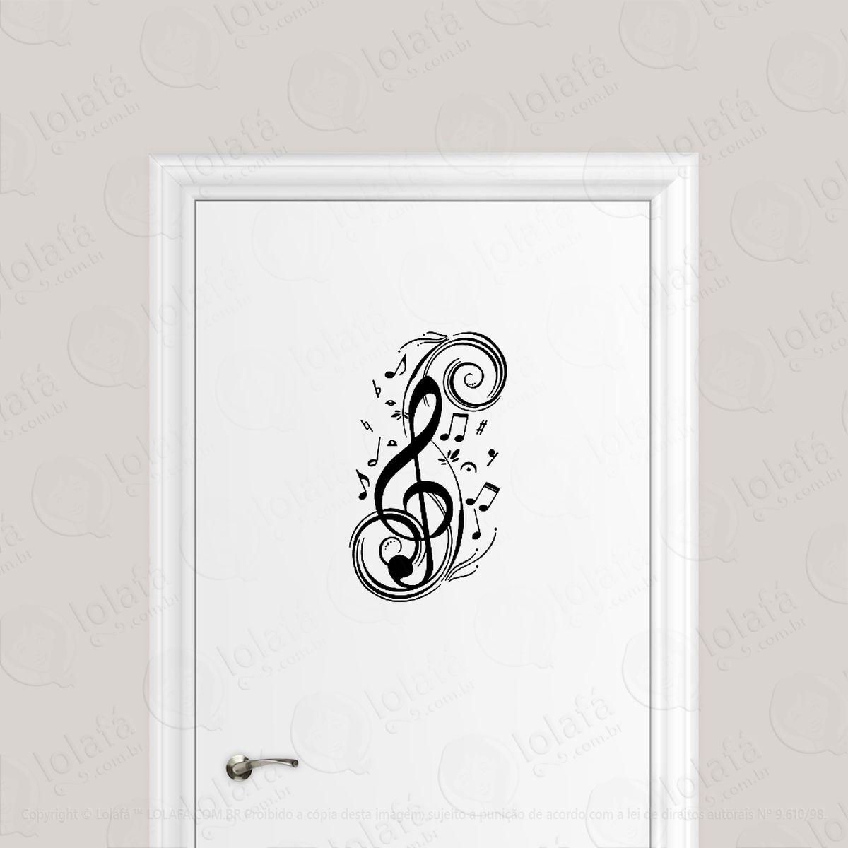 adesivo para porta clave de sol com notas musicais adesivos para porta mod:1680