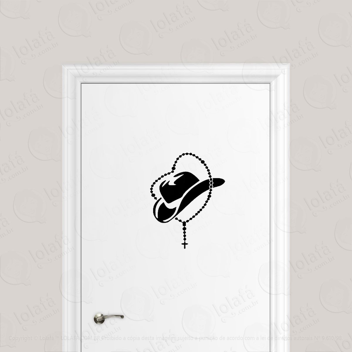 Adesivo Para Porta Vaquejada Chapéu Vaqueiro E Terço Mod:1686
