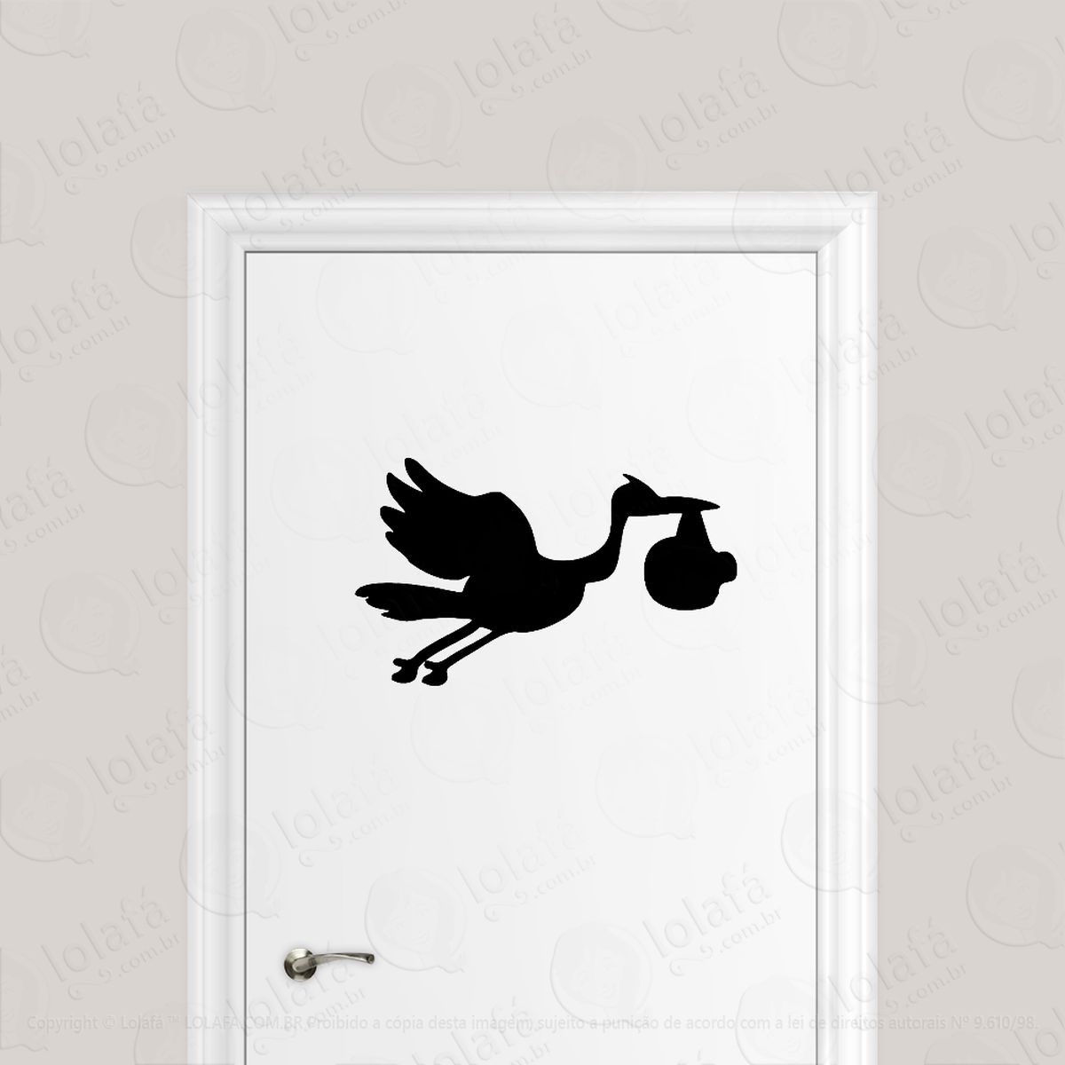 Adesivo Para Porta Infantil Cegonha Bebê Gravidez Mod:1687