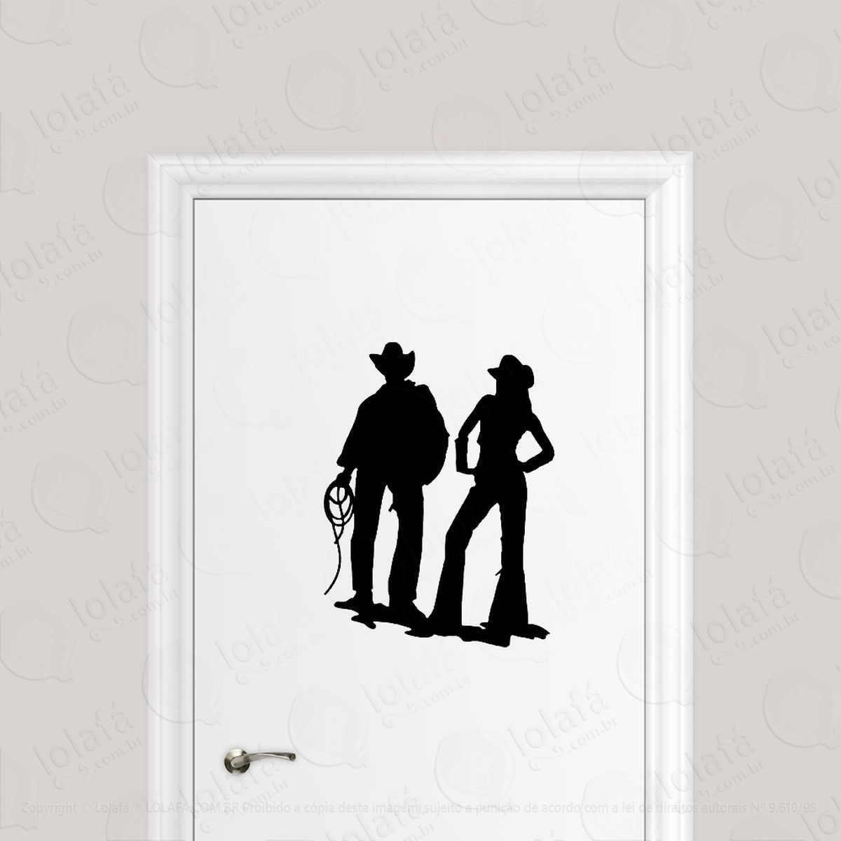 Adesivo Para Porta Cowboy Peão E Peoa Casal Mod:1688