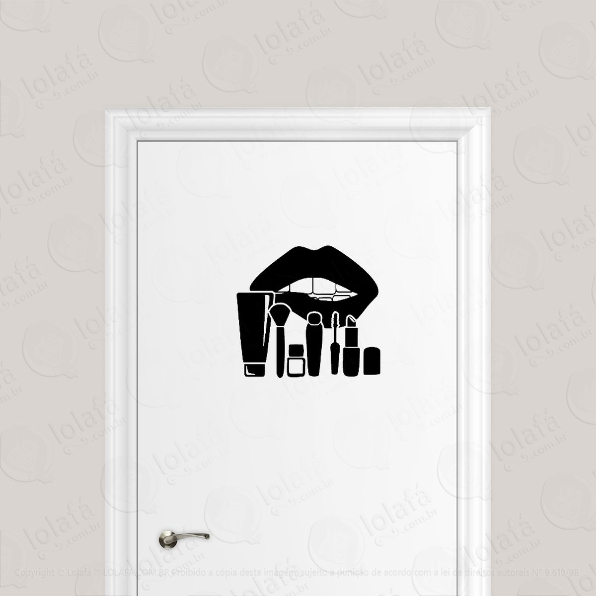 adesivo para porta salão de beleza mulher maquiagem boca adesivos para porta mod:1695