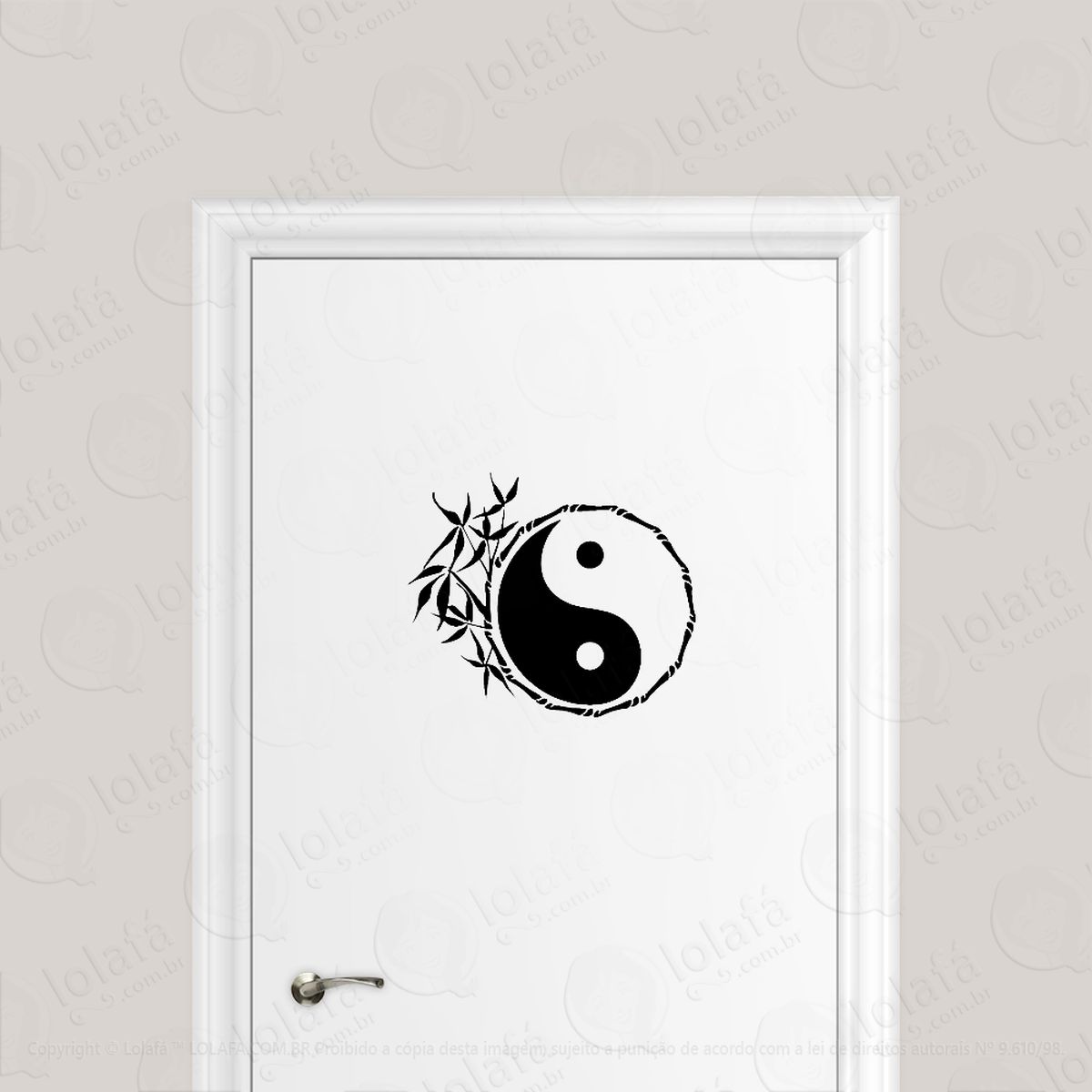 adesivo para porta mandala yin yang bambu natureza adesivos para porta mod:1704