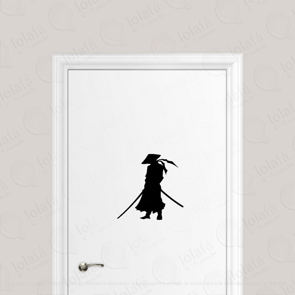 adesivo para porta samurai guerreiro adesivos para porta mod:1760