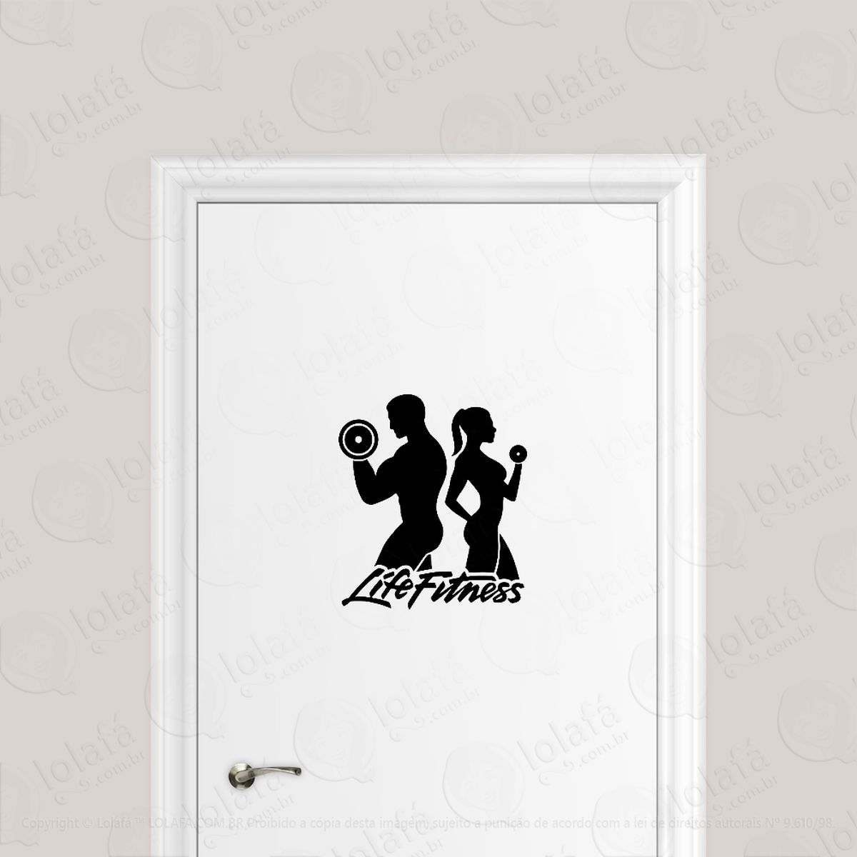 Adesivo Para Porta Life Fitness Casal Academia Mod:1770