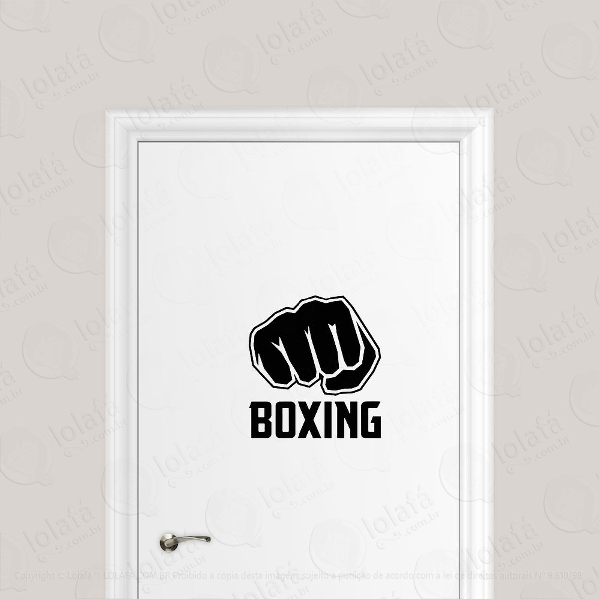 Adesivo Para Porta Luta Boxe Punho Boxing Academia Mod:1771
