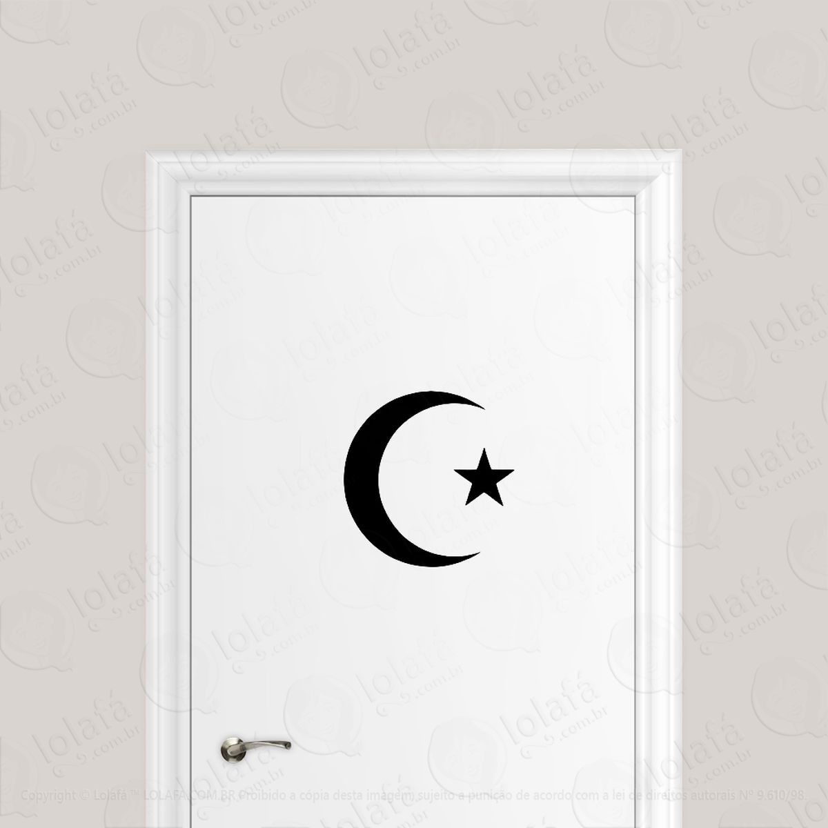 Adesivo Para Porta Islamismo Estrela Crescente Mod:1832
