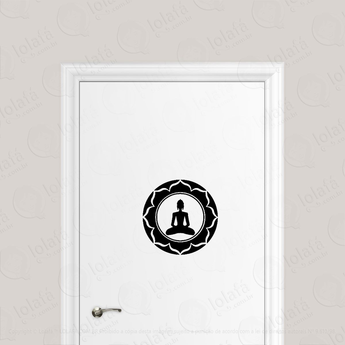 Adesivo Para Porta Meditação Flor De Lotus Mod:1835