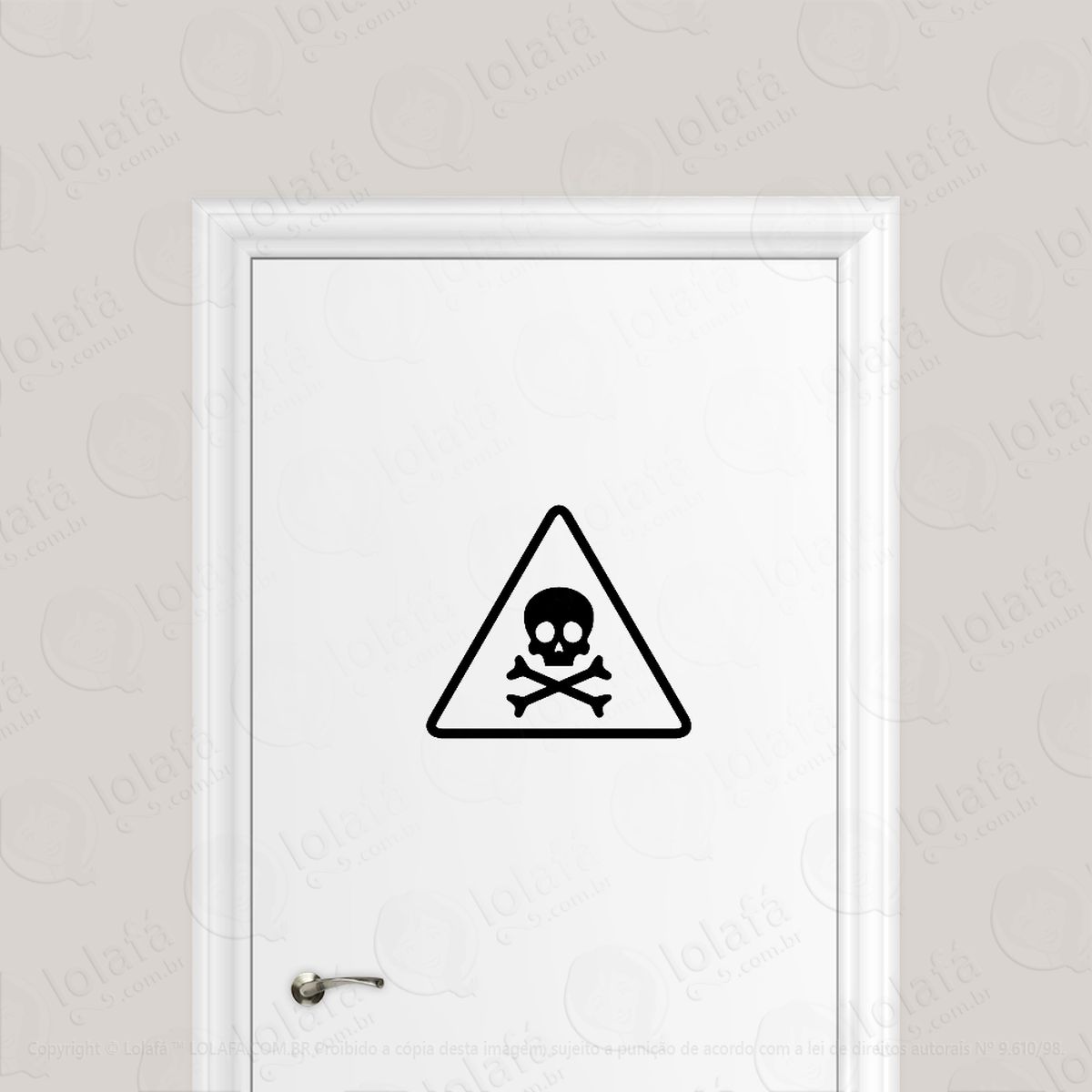 adesivo para porta aviso perigo caveira tóxico veneno adesivos para porta mod:1885