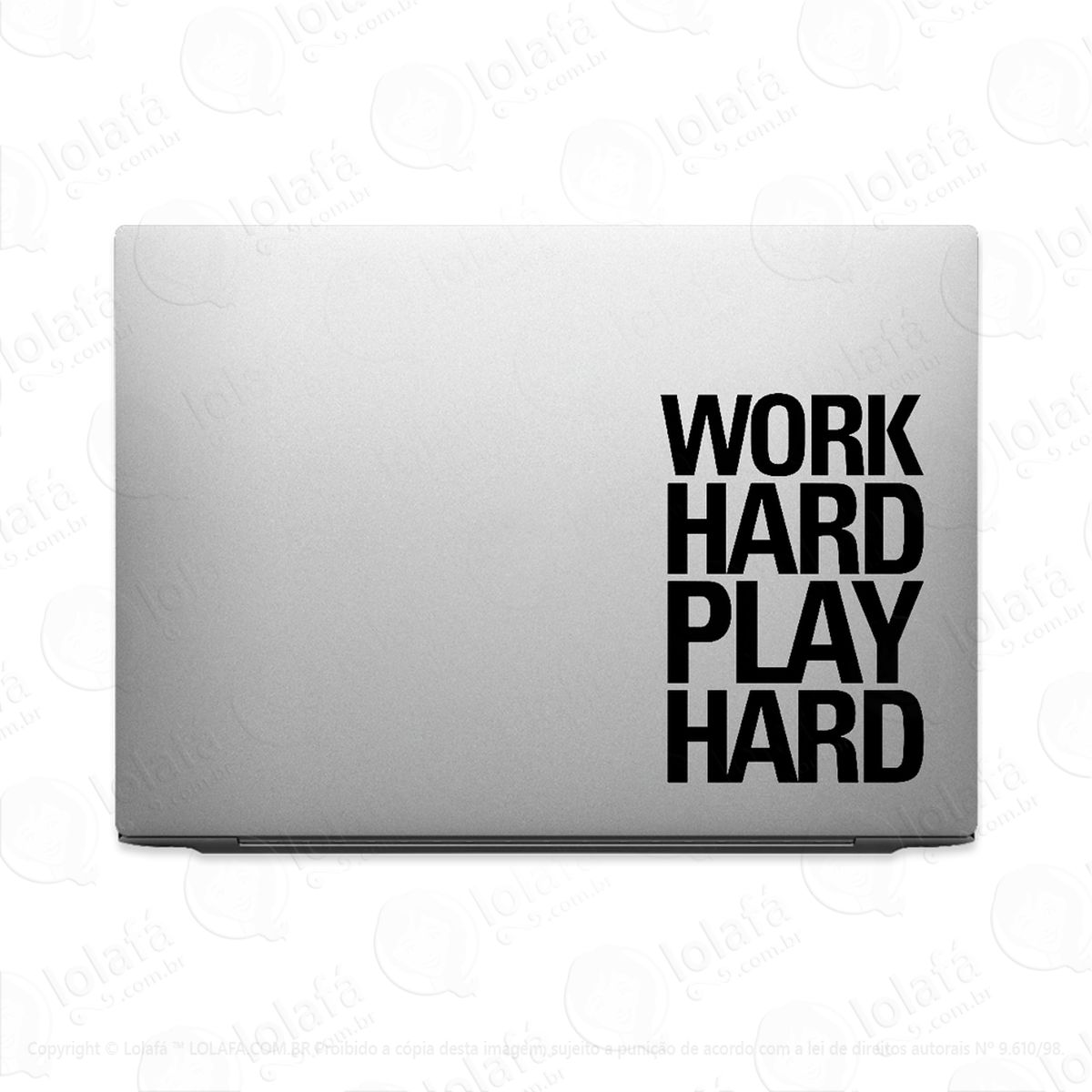 adesivo tablet notebook pc motivacional work hard play hard adesivos para notebook mod:2090