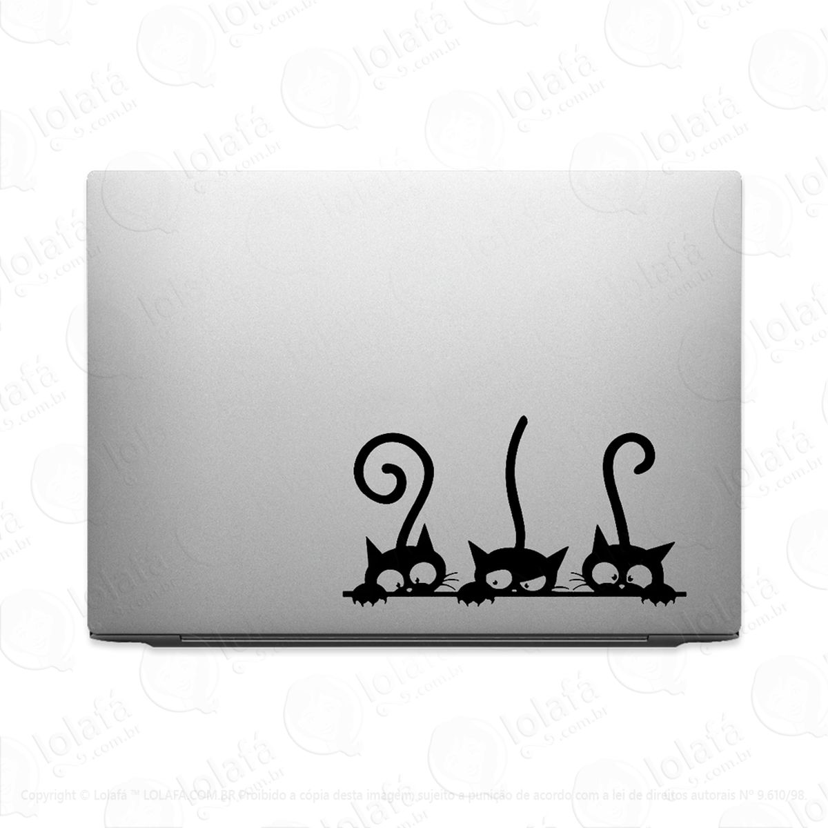 Adesivo Para Notebook Três Gatos Felinos Amigos Amor Mod:2475