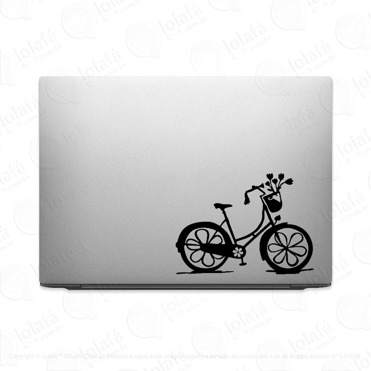 Adesivo Tablet Notebook Pc Bicicleta Cesto Flores Mod:2599