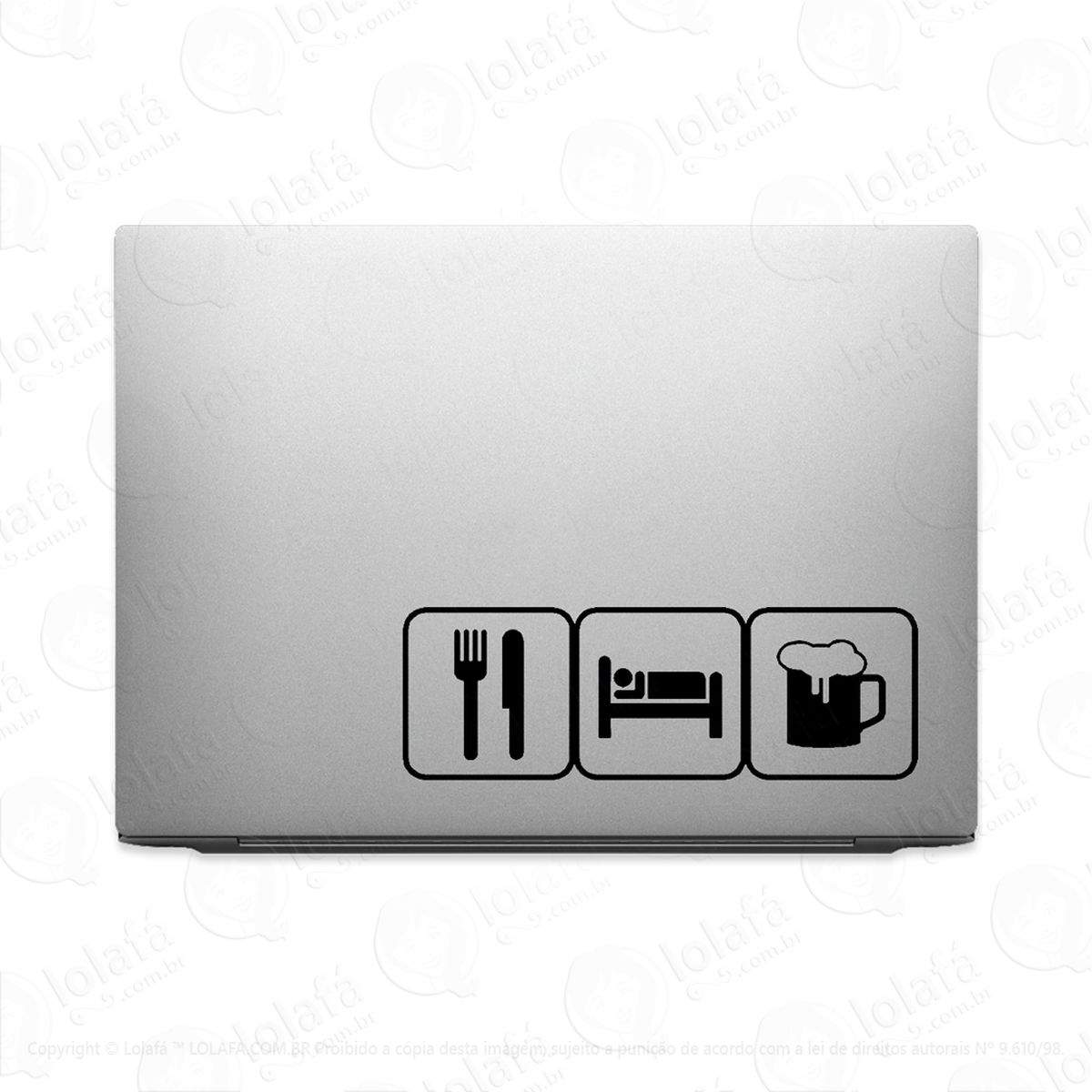 Adesivo Para Notebook Comer Dormir E Beber Cerveja Mod:3256