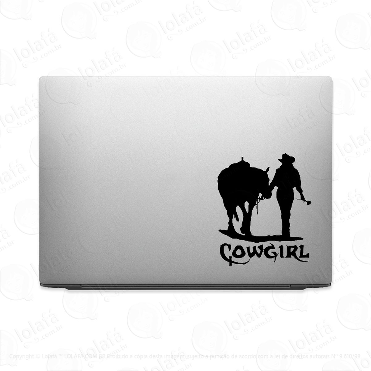 Adesivo Para Notebook Sertanejo Cowgirl Com Seu Cavalo Mod:3288