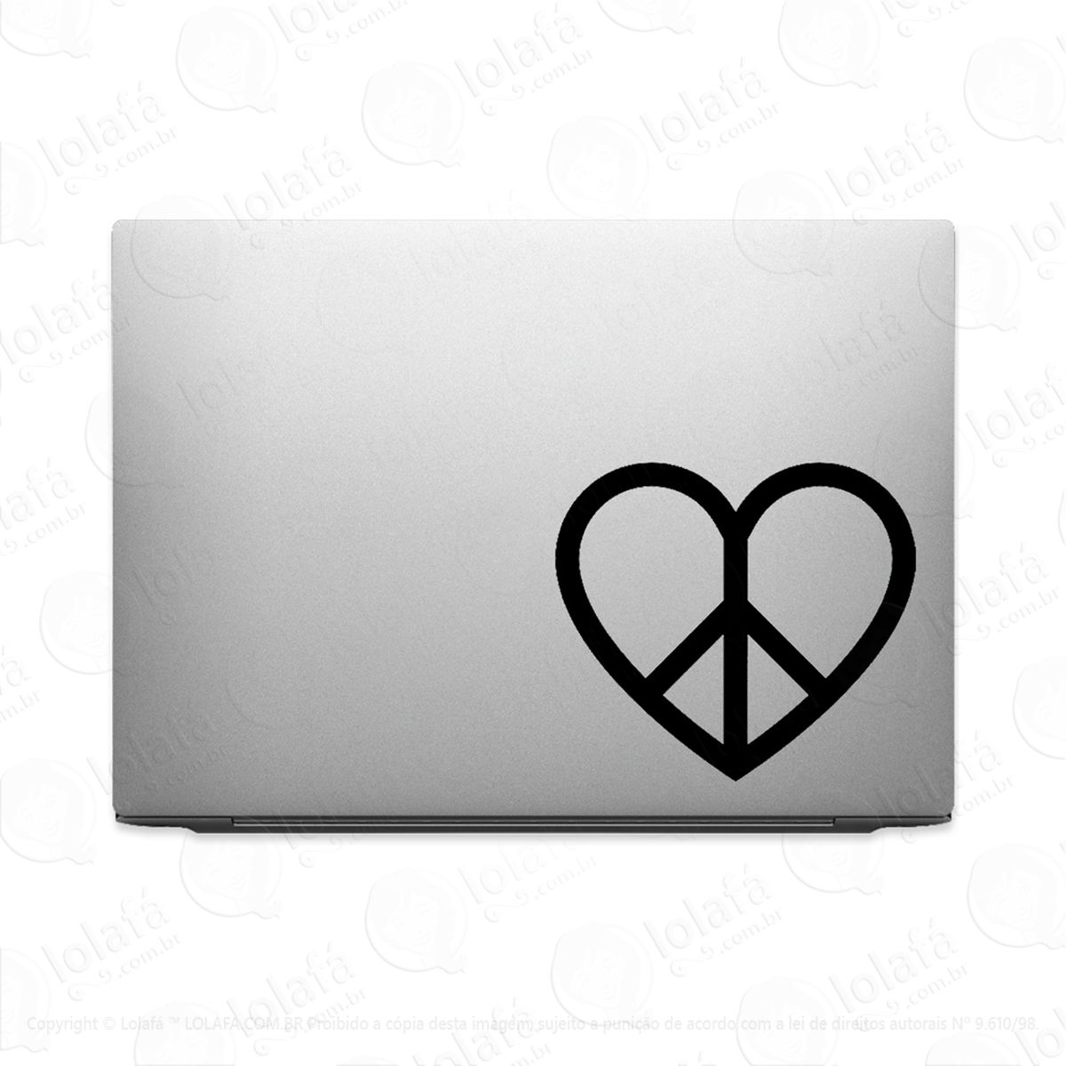 Adesivo Para Notebook Coração Paz E Amor Hippie Mod:3505