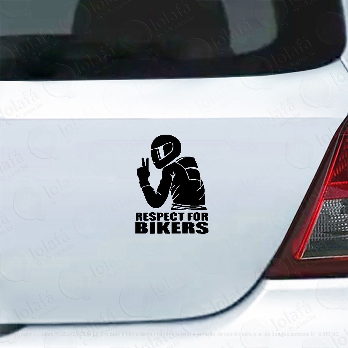 adesivo carro moto vidro motociclista respect for bikers mod:3972