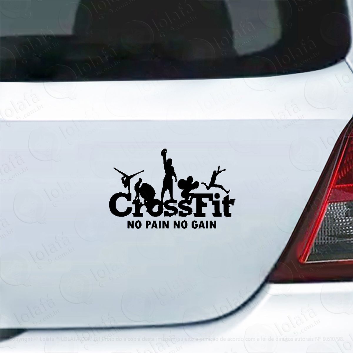 adesivo para carro crossfit no pain no gain adesivos para carro mod:3974