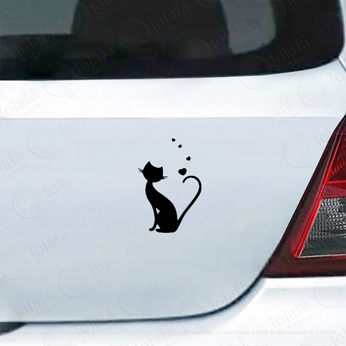 adesivo carro moto vidro gato negro love amor mod:4072