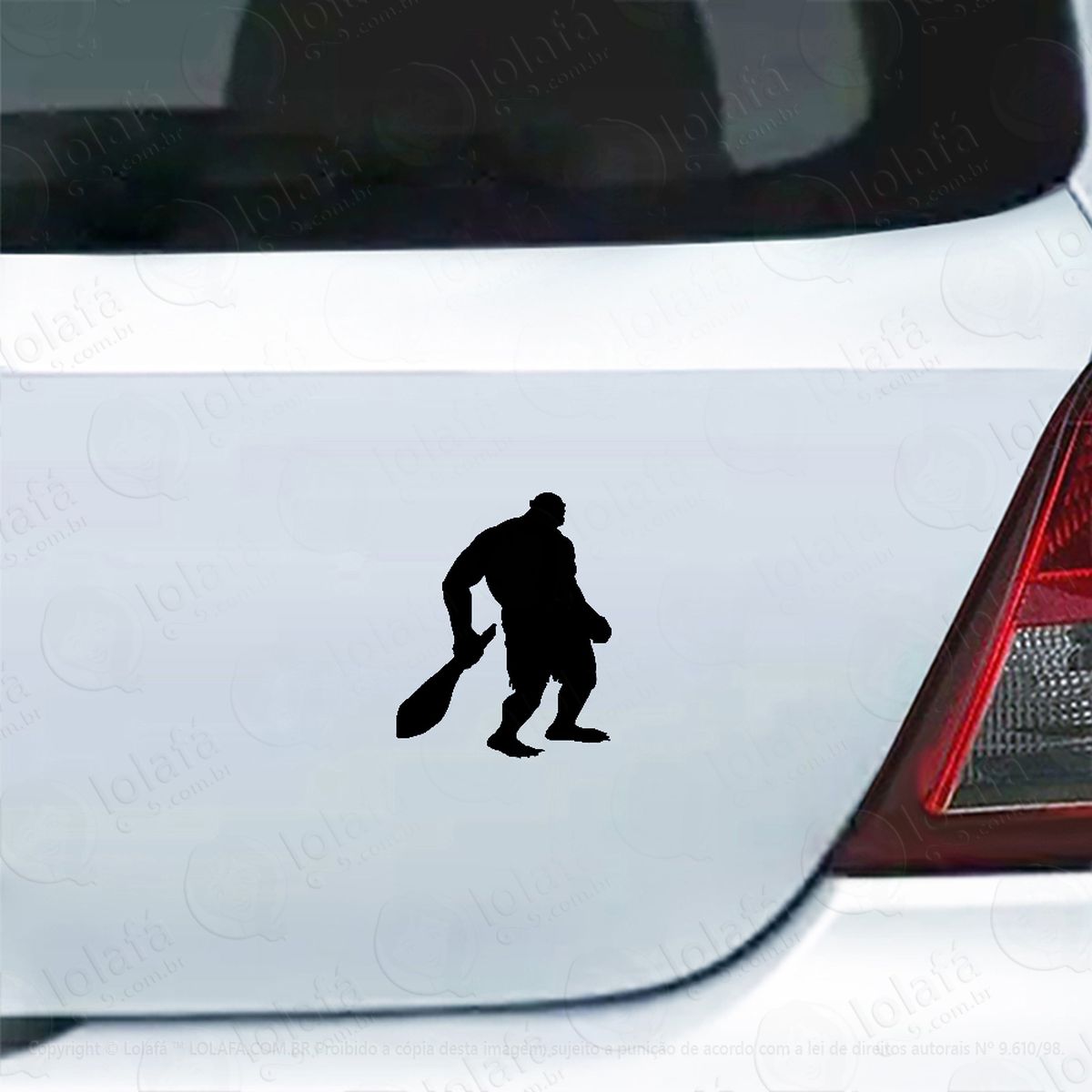 adesivo para carro troll ogro com porrete mod:4412