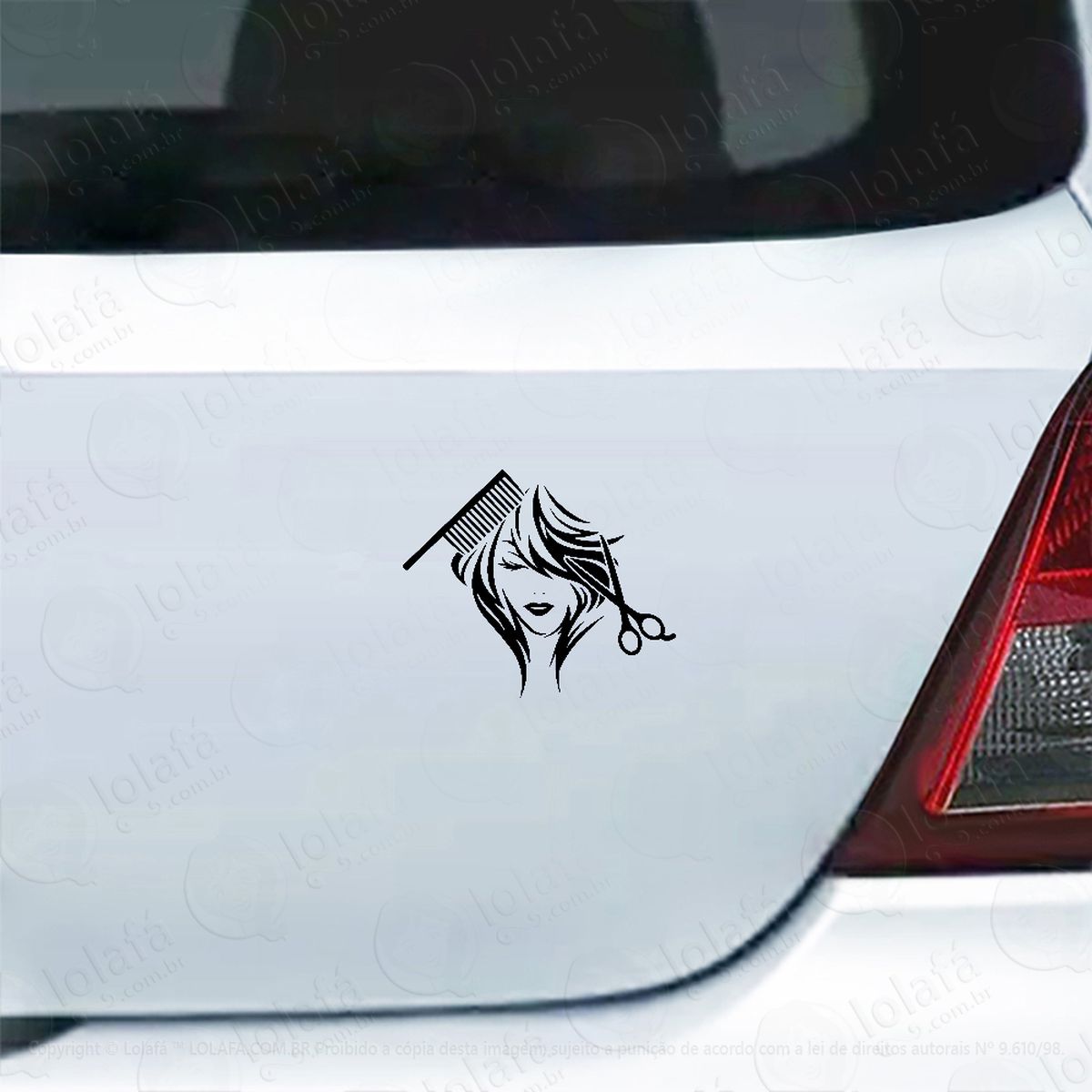 adesivo carro moto vidro tesoura pente cabeleireiro cabelo mod:4688