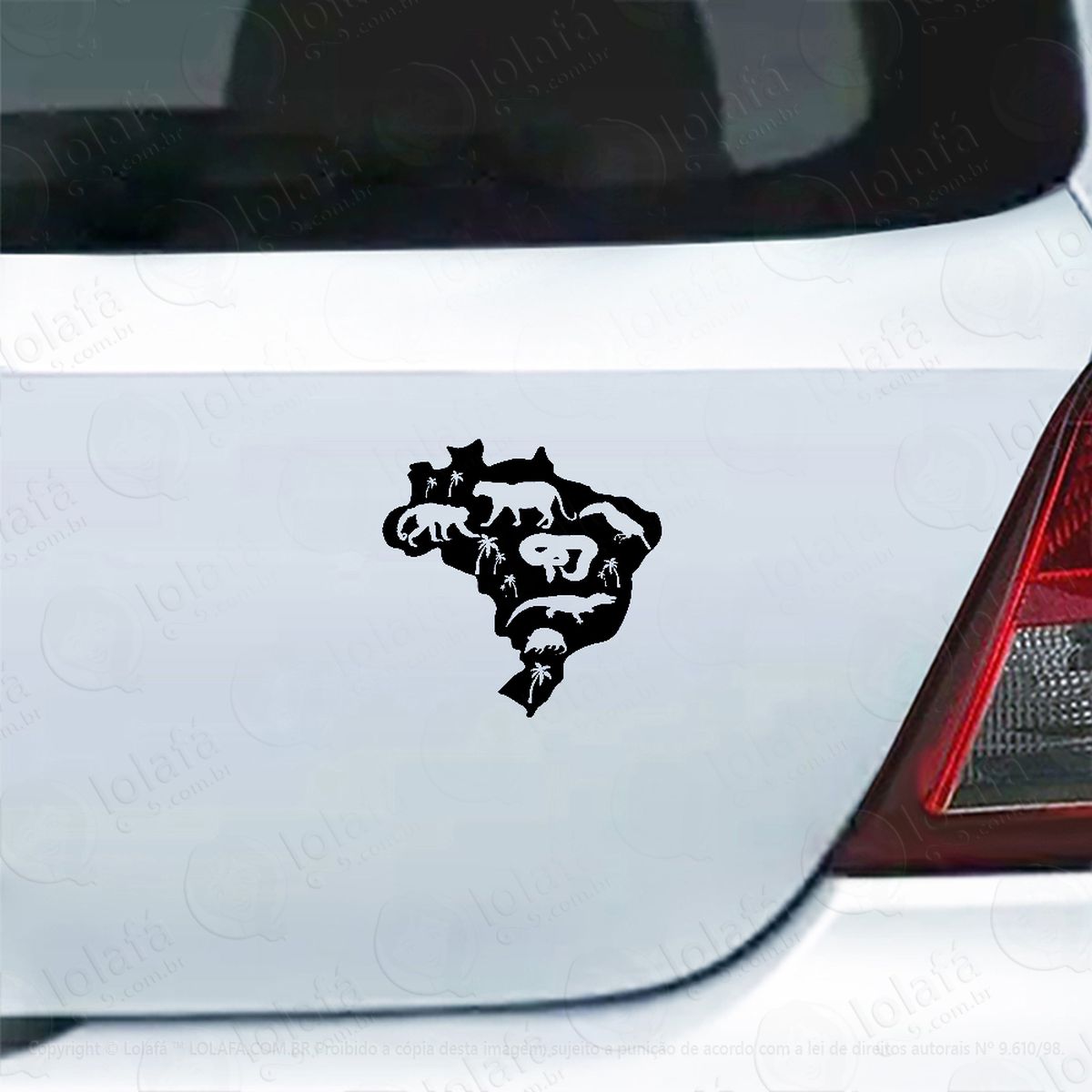 Adesivo Carro Moto Vidro Mapa Do Brasil Fauna Animais Decal Mod:4777