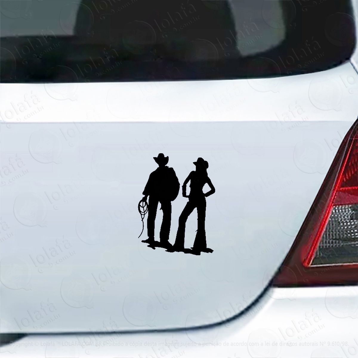 Adesivo De Carro Cowboy Casal Rodeio Mod:4942