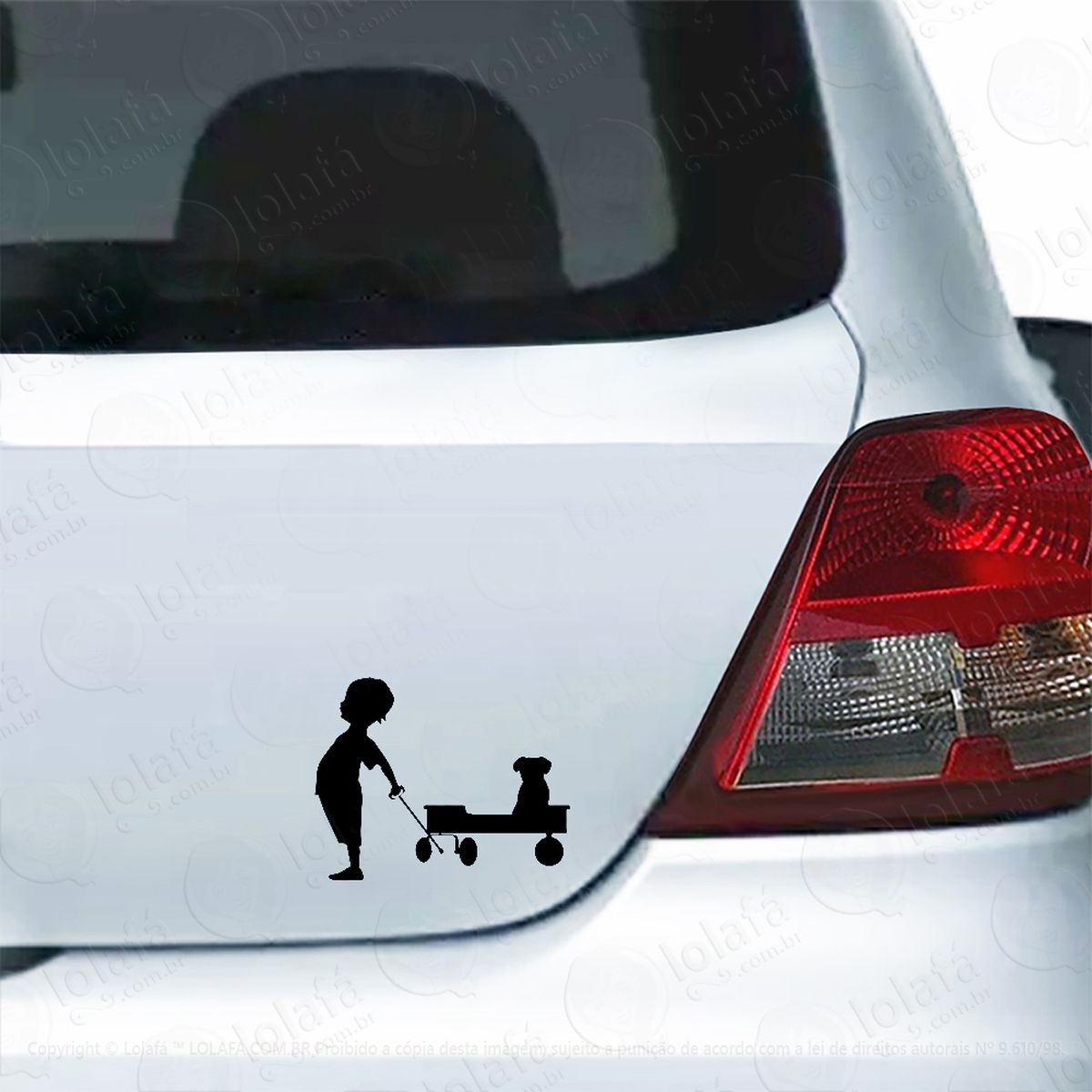 Adesivo Para Carro Criança Brincando Com Cachorro Mod:5190