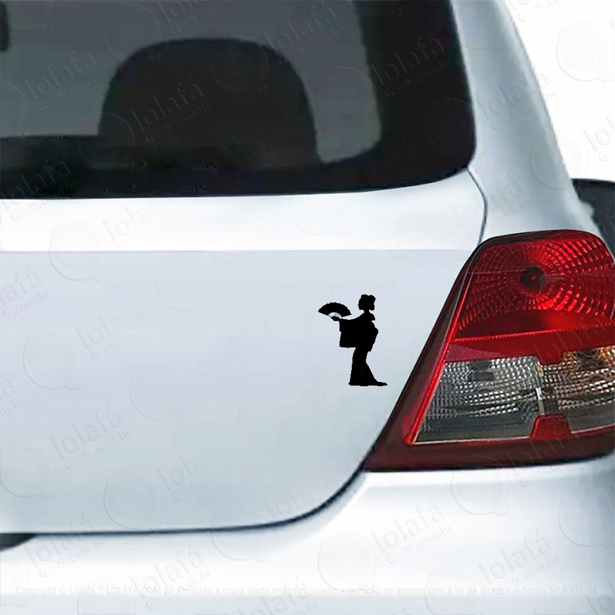 Adesivo Para Carro Gueixa Com Leque Chinês Mod:5623