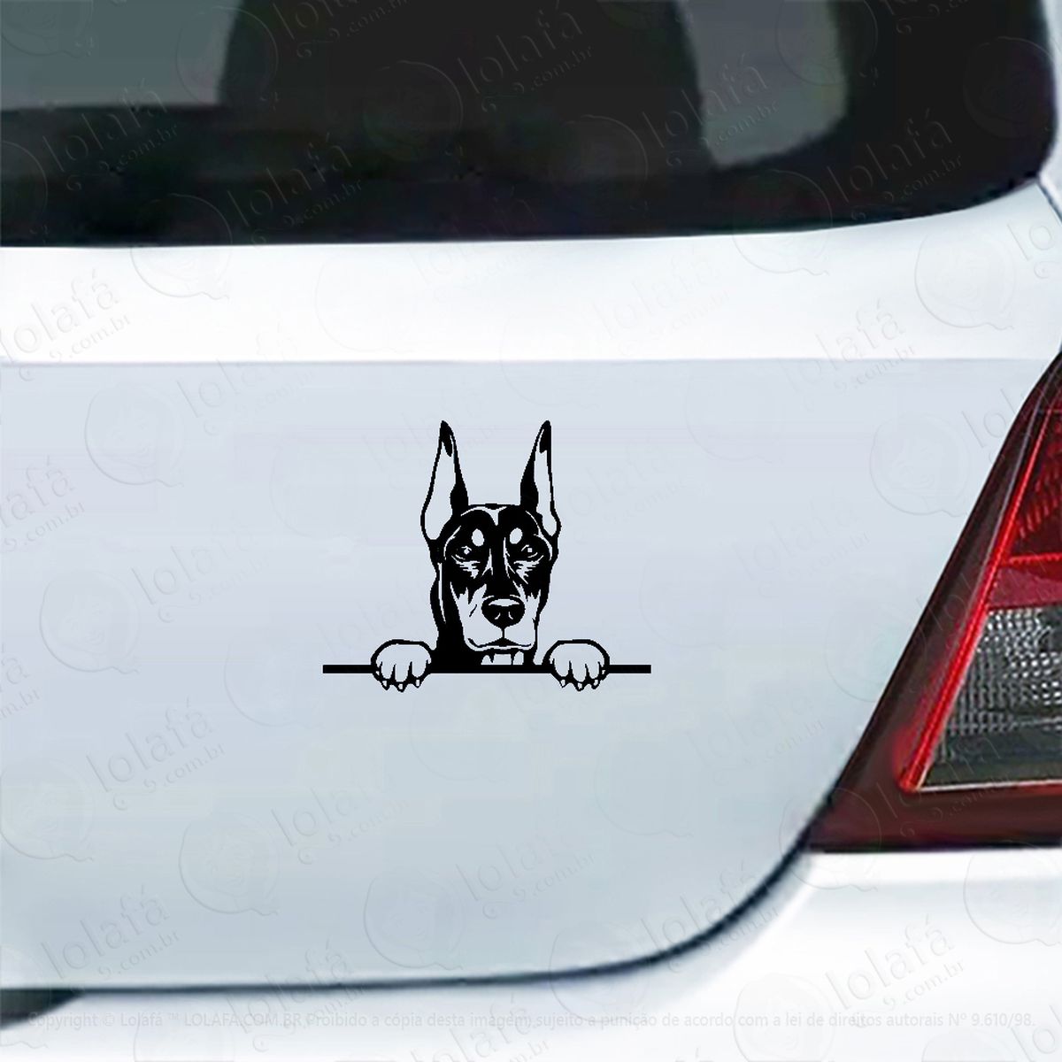 Adesivo De Carro Cachorro Dobermann Espiando Mod:6096