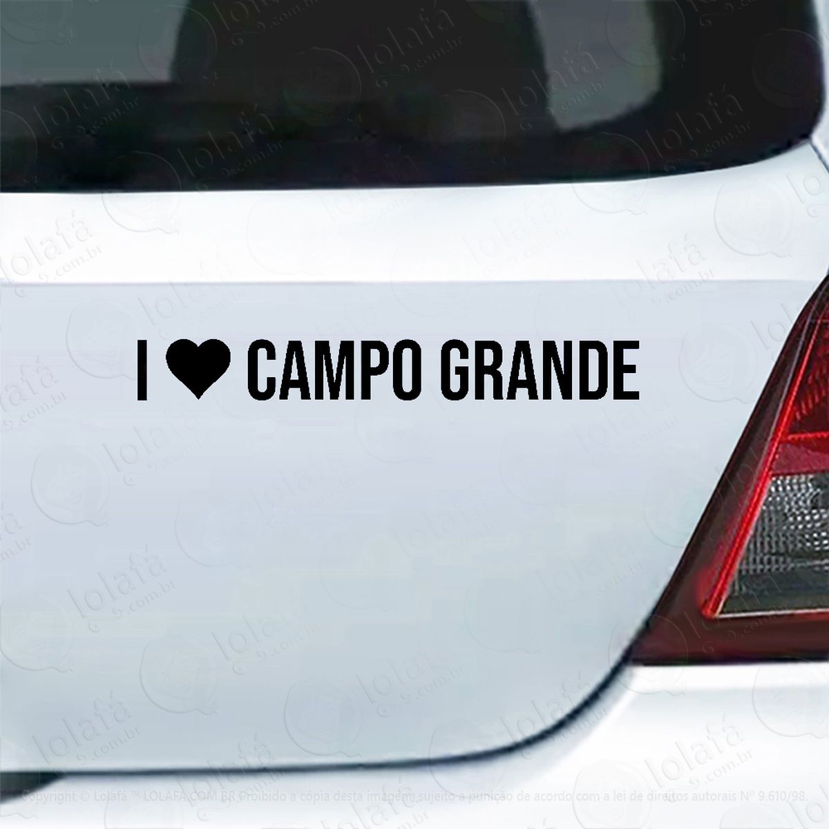 adesivo de carro eu amo campo grande - i love cg mod:6103