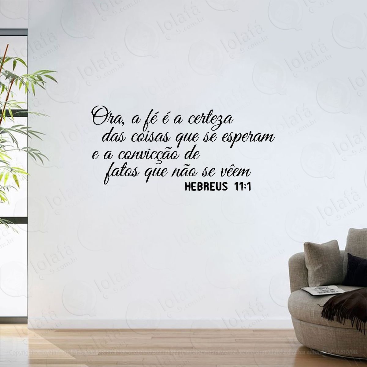 Adesivo Parede Frase Bíblica Fé Deus Hebreus 11:1 Versículo Mod:6163
