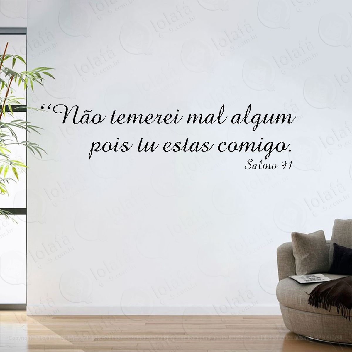adesivo parede sala salmo 91 não temerei mal algum mod:6182