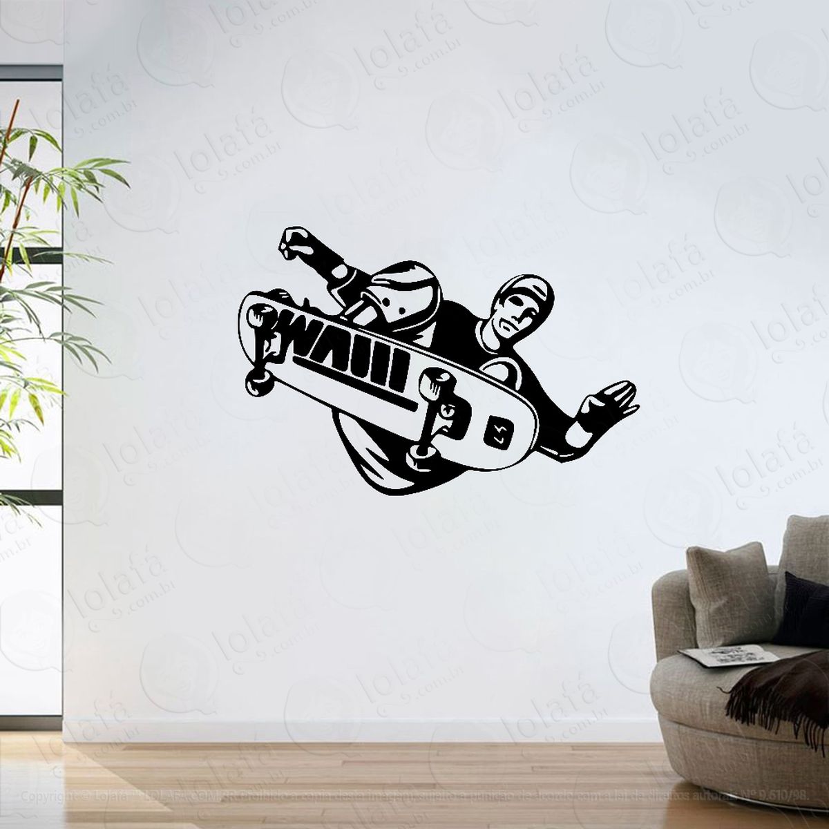 Adesivo Parede Decorativo Skatista Skate8 Mod:6205