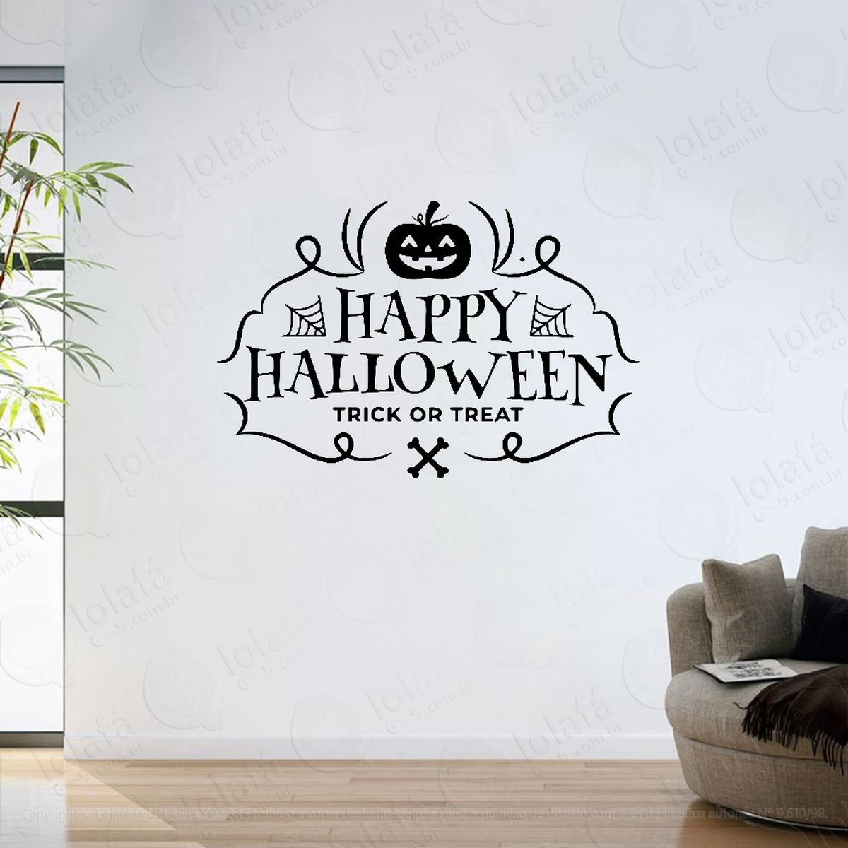 Adesivo Parede Sala Vitrine Halloween Dia Das Bruxas Mod:6264