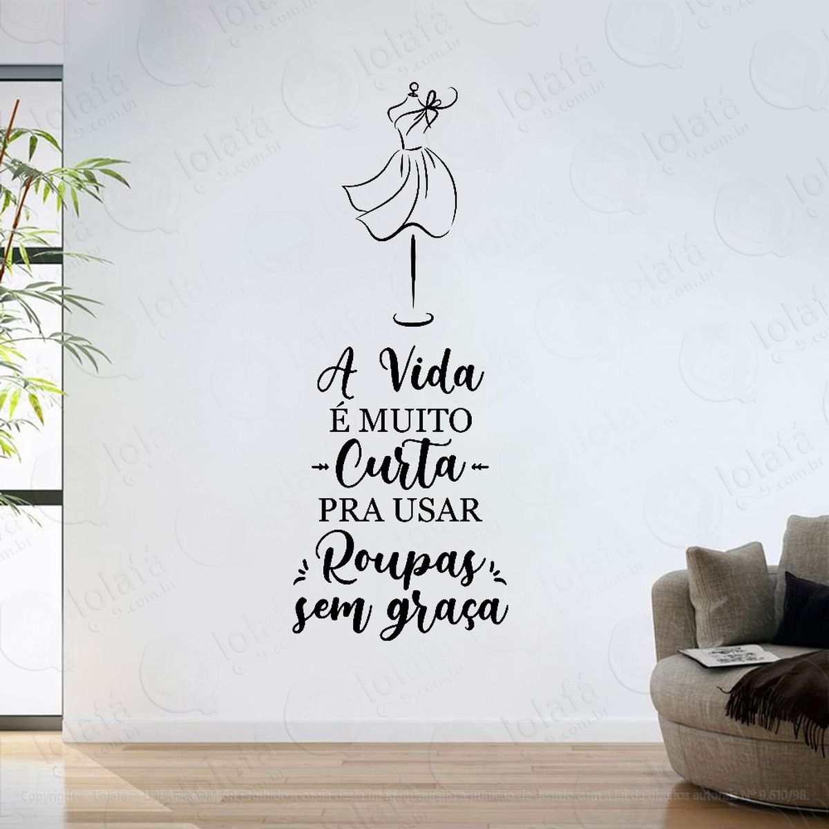 adesivo parede sala vitrine decorativo roupas e moda mod:6302