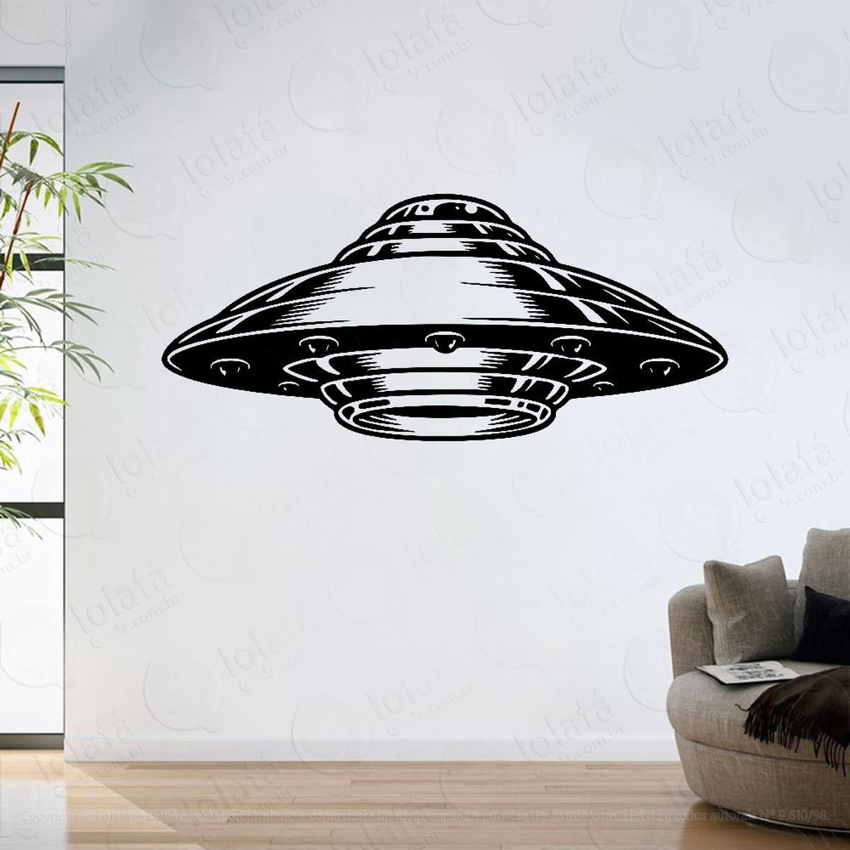 Adesivo Parede Sala Disco Voador Ovni Ufo Mod:6412