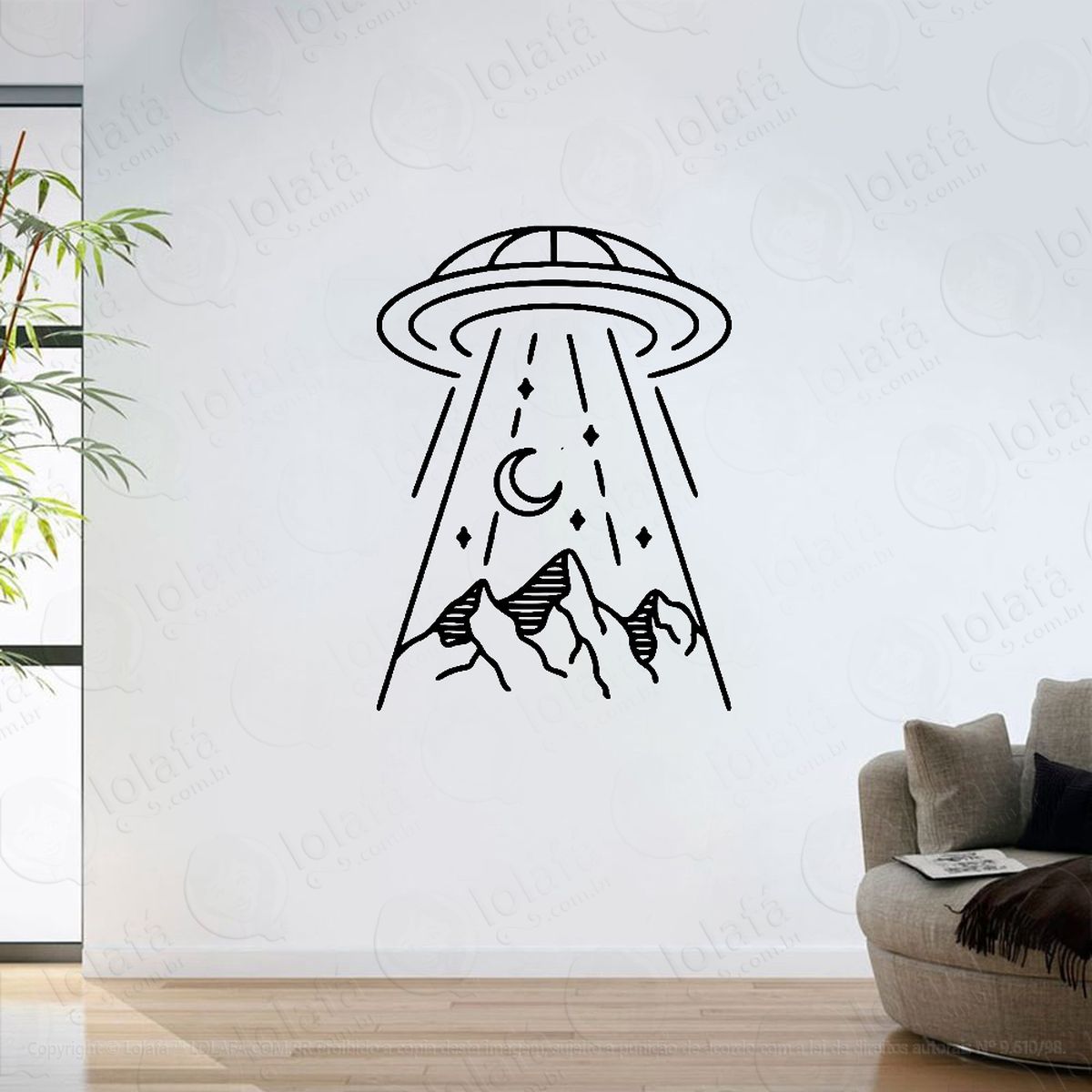 adesivo parede sala abdução astral ovni mod:6438