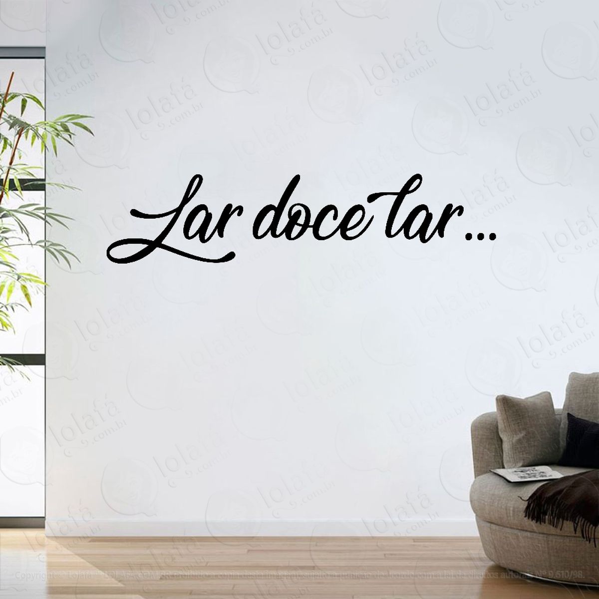 Adesivo Parede Sala Frase Lar Doce Lar Mod:6473