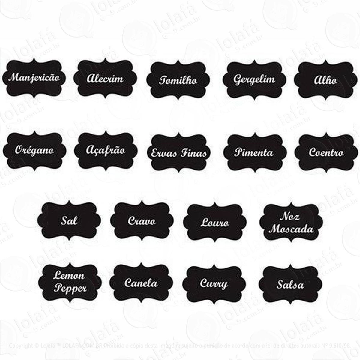 Adesivo Identificador De Temperos Kit Com 18 Unids Cozinha Mod:6494