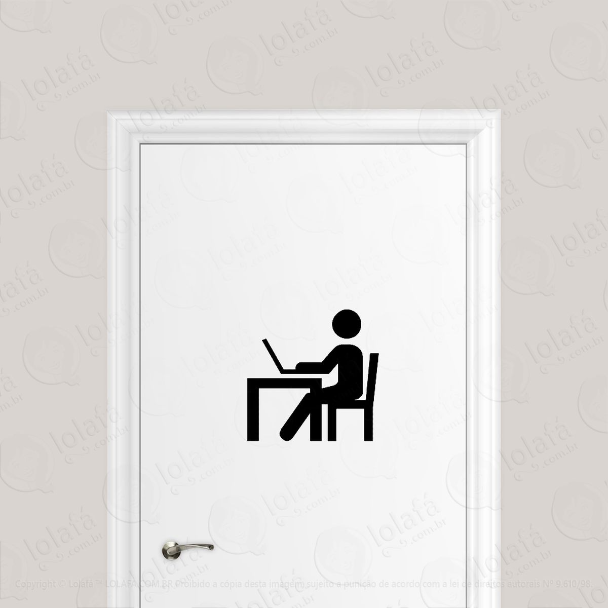 adesivo para porta working at home office laptop adesivos para porta mod:6507