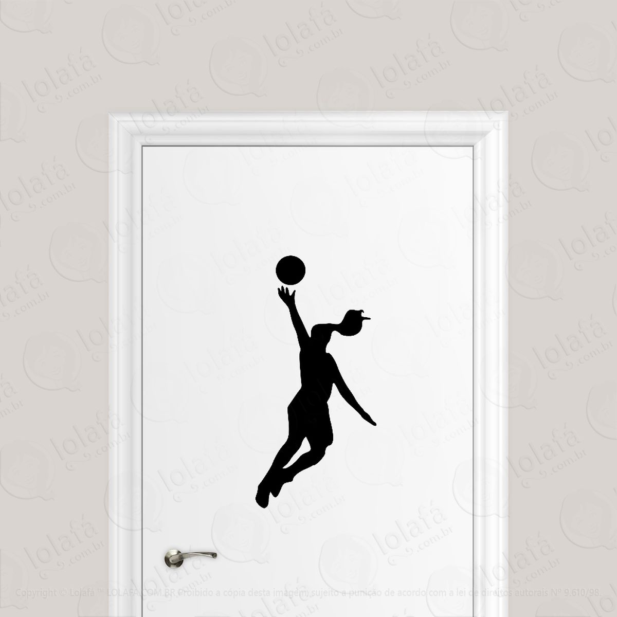 Adesivo Para Porta Mulher Jogando Basquete Mod:6597
