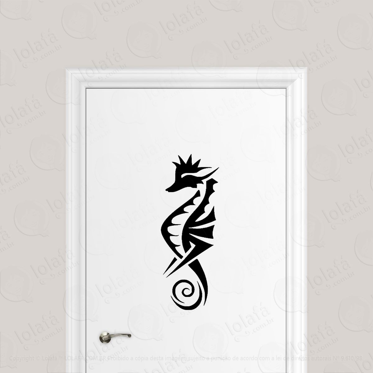 Adesivo Para Porta Cavalo Marinho Tribal Mod:6707
