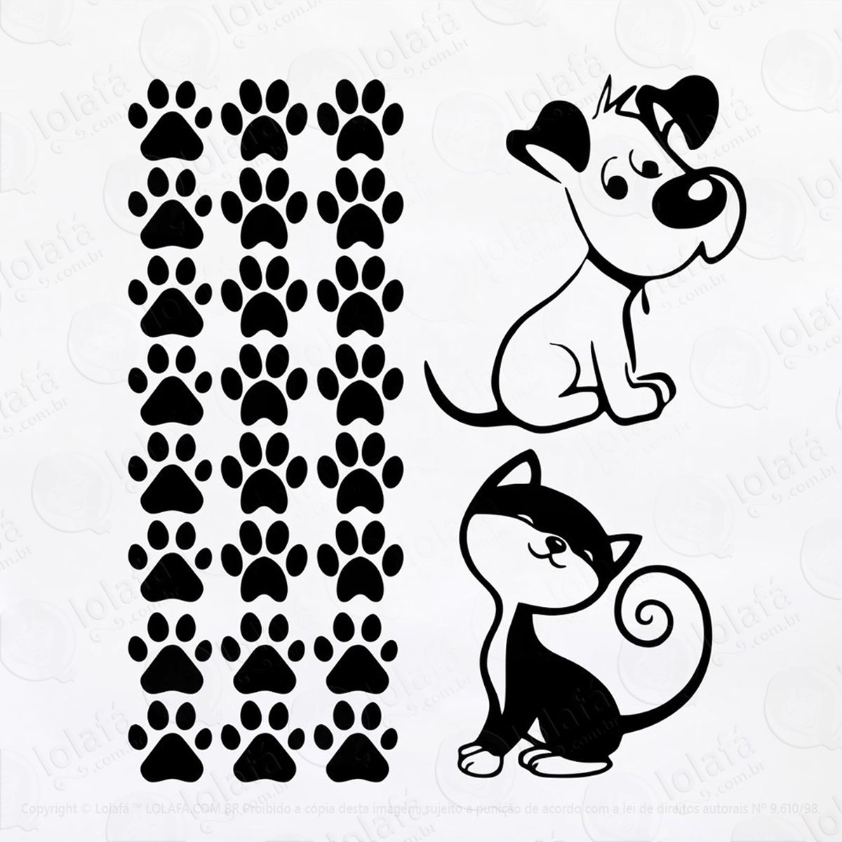 Adesivo De Pet Shop Gato E Cachorro 24 Patas Patinhas Mod:12